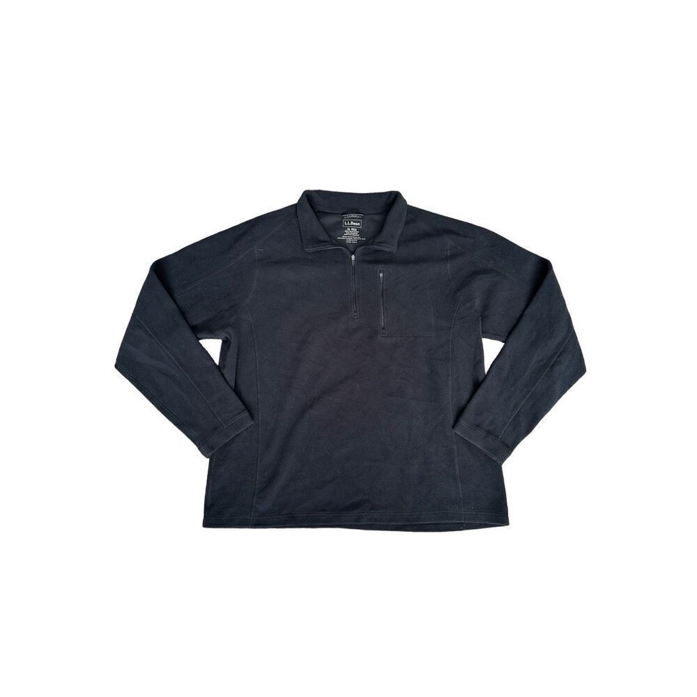 L.L. Bean Men’s Fleece Quarter Zip Up Pullover Jacket Performance Black Size XL